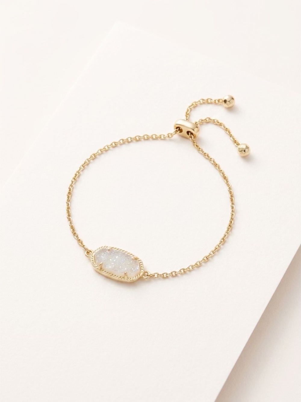 Kendra Scott Gold Tone White Crystal Druzy Adjustable Bracelet